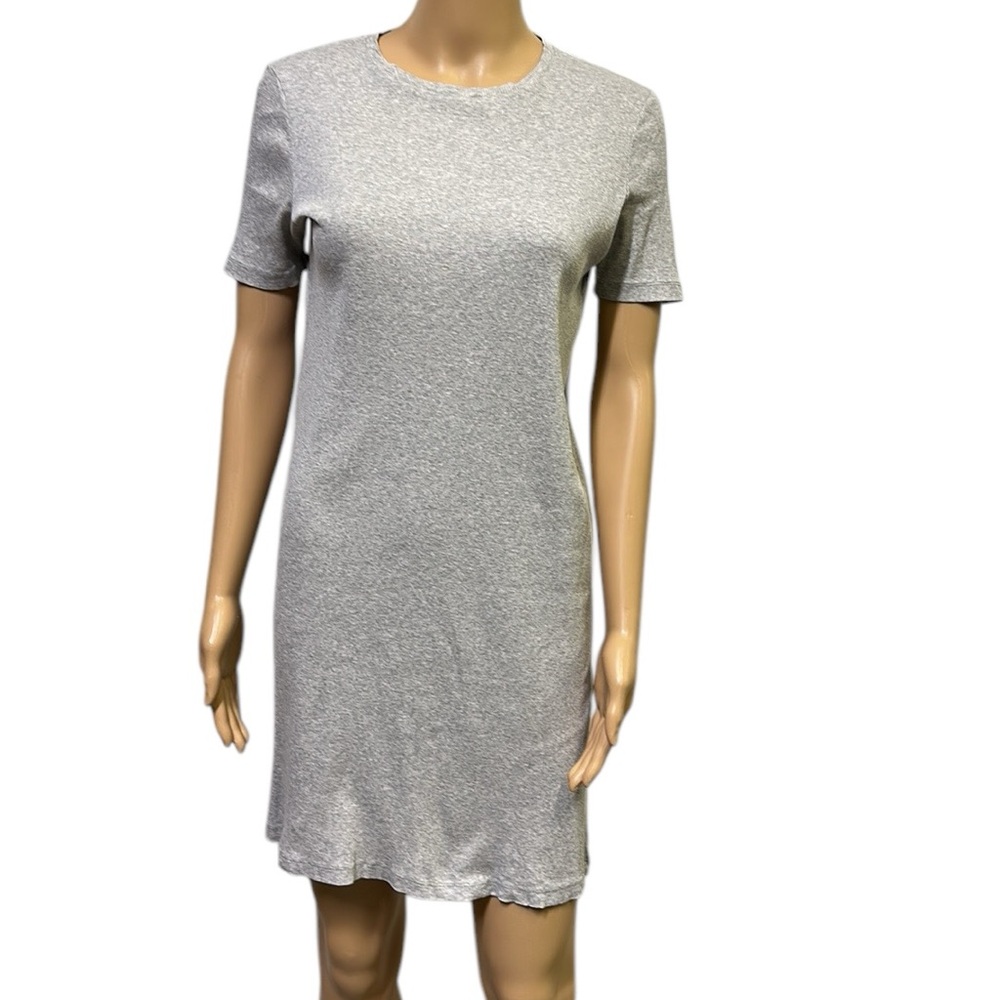 Anthropologie COS Ribbed Gray Cotton Short Sleeve Shirt Dress Euro S US 6 8